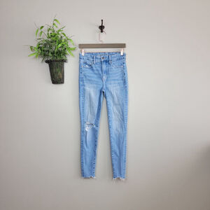 American Eagle Luxe Skinny Jeans Super Hi Rise Jegging Light Blue Wash AE 4